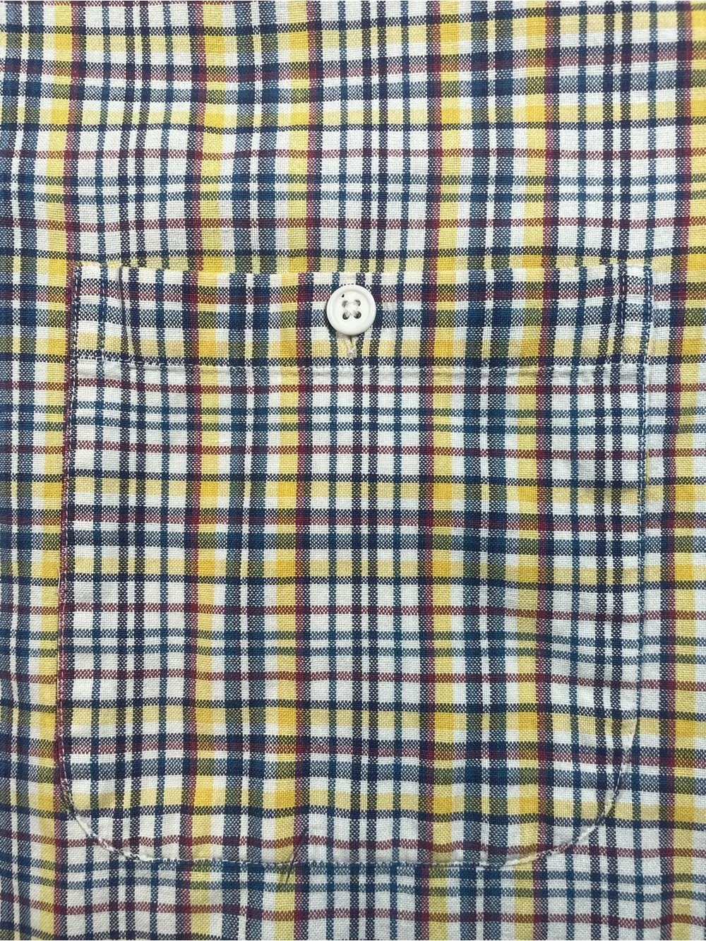 Casual Yellow and Blue Plaid Button-Down Shirt